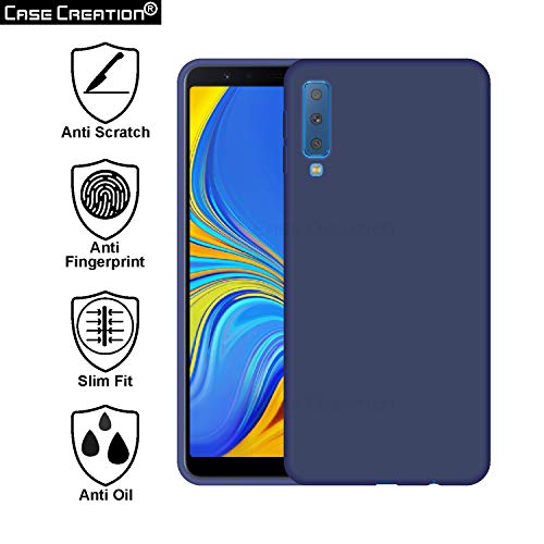 Image of Case Creation Luxurious OG Series for Samsung Galaxy A7 2018 Case Cover,Anti-Dirty Slim Case Frosted Matte Cute Candy TPU Raised Bezel (Splash of Color) Back Cover for Samsung A7 2018 -Navy Blue