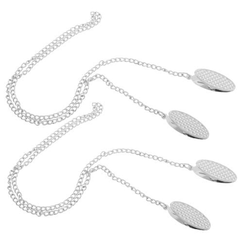 KOMBIUDA 2 Piezas cadena de máscara babero titular pinzas para chupetes servilletero cadena pinzas para babero pinza para servilletas cadena de chupete de bebé Aleación de zinc Plata