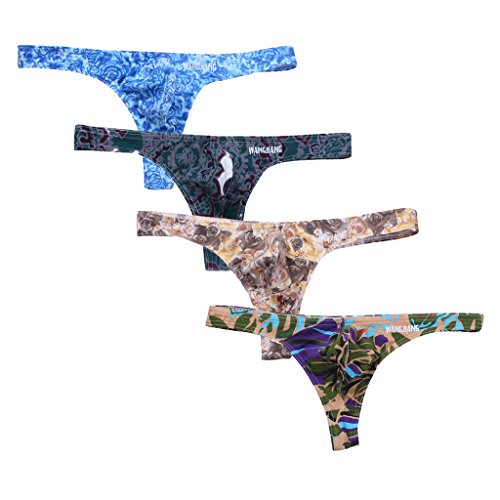 SILKWORLD Men's Underwear Micro Cotton Thongs Pack of 4 US Medium/Asian Tag L