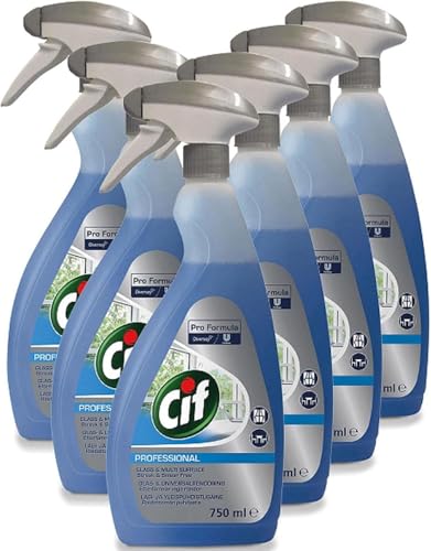 Image of 6 Pack of 750ml Cif Professional Formula Glass & Multi-Surface Cleaner Streak and Smear