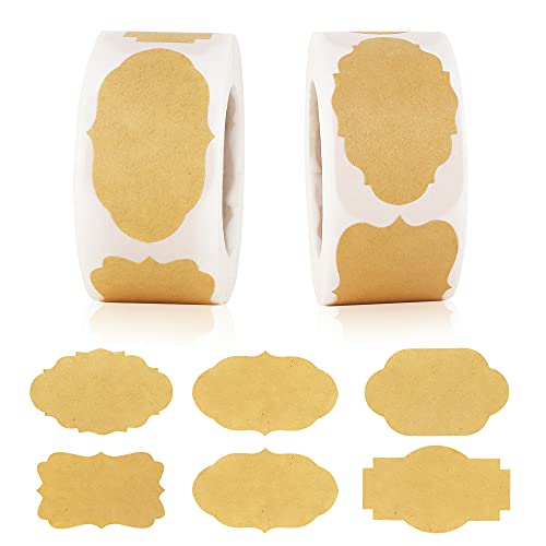 600 etiquetas adhesivas de papel kraft, etiquetas de regalo para botellas de aceites esenciales, tarros de Mason, tarros de alimentos y decoración de regalos, 2 rollos Cover