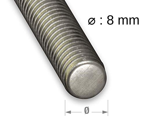 M8 Threaded Rod Zinc-Plated Steel Studding - 8mm x 1m