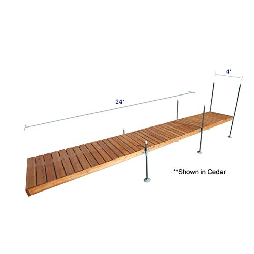 Tommy Docks Complete Dock Package - 24 Ft Straight - Cedar Frame With Cedar Decking - Normal Duty Stationary Boat Dock Hardware Kit #TOP1