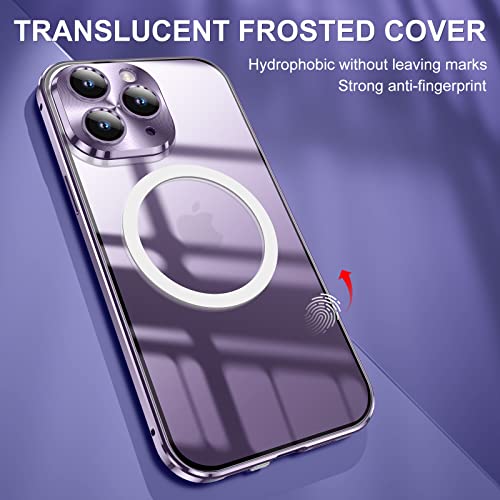 Jonwelsy Anti Peeping Case For Iphone 14 Pro Max, Double-Sided 360 Degree Protection Cover Compatible With Magsafe Anti Spy Privacy Glass Magnetic Adsorption Metal Bumper For 14 Pro Max (Deep Purple) #TOP6