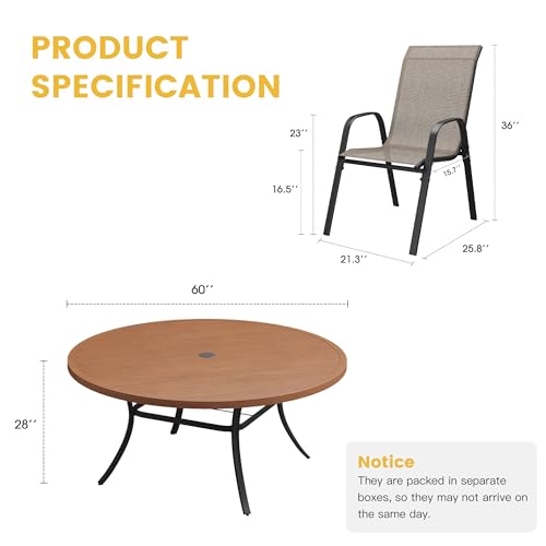 Image of VICLLAX Outdoor Dining Set for 10, Round Table & Stackable Chairs`