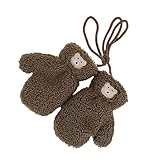 [Umeloeo] キッズ 手袋 ベビー ミトン 可愛い おしゃれ あったか ふわふわ クマ ミトン手袋 グローブ 冬物 紐付き 防寒 防風 お出かけ 雪遊び 幼稚園 保育園 赤ちゃん 幼児 子供 男の子 女の子 1-5歳 (コーヒー)