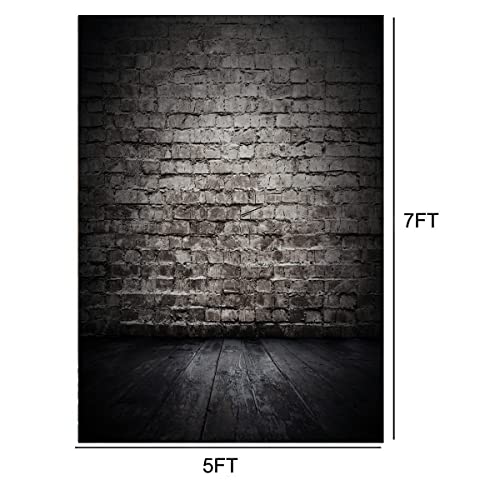 Aiikes 5X7Ft Black Brick Backdrop Brick Wall With Wooden Photo Photography Backdrop Antique Brick Wall Backdrop Birthday Party Decoration Photo Studio Props 10-391 #TOP1