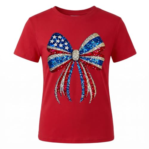 Image of 4th of July Shirts for Girls Patriotic American Flag Kids Clothing