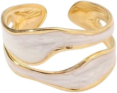 MITH SB TAKI Paslanmaz Çelik Ayarlanabilir Yüzük, Altın Rengi, Sedef Taşlı, Unisex - Görsel 1