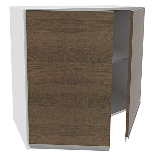 Armário Aéreo Madesa Acordes 100% MDF 80 cm 2 Portas - Branco/Rustic