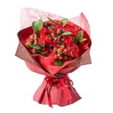 bloomee(ブルーミー) そのまま飾れる ブーケ 赤 Mサイズ 生花 ミニ 花束 (ギフト プレゼント お祝い) 退職祝い 結婚祝い 卒業式 開店祝い フラワーギフト (花瓶不要 水いらず)