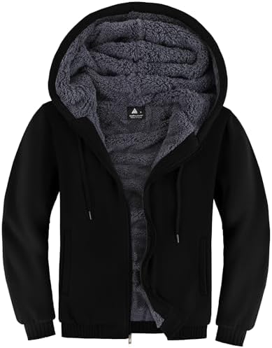 SwissWell Herren Fleecejacke mit Kapuze Sweatjacke Gefütterte Reißverschluss Fleece Hoodie Warm Outdoor Jacke Winter Kapuzenjacke
