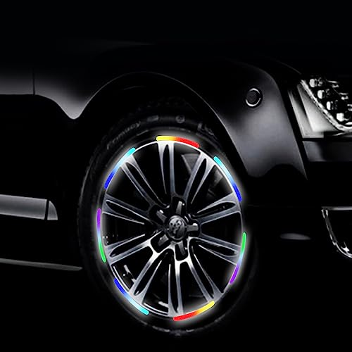 Image of 20PCS Car Wheel Hub Color Strong Reflective Stickers for Cars Night Safety Warning Reflective Stripe Decal Auto Motorcycle Wheels Rim Cycling Bicycle Truck Car Stickers (Colour)