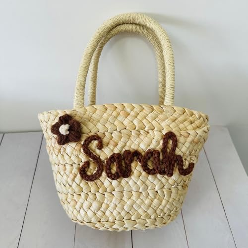 Customized Straw Bags,Custom Beach Bag, Personalized Straw Basket, Bridal Shower Bag, straw Tote, Custom Bags (25x15x10cm)2