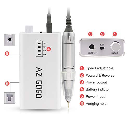 Elektrisch Nagelfräser für Gelnägel 30000u/Min Einstellbarer Geschwindigkeit, AZ GOGO Wiederaufladbare Pediküreset… – Bild 7
