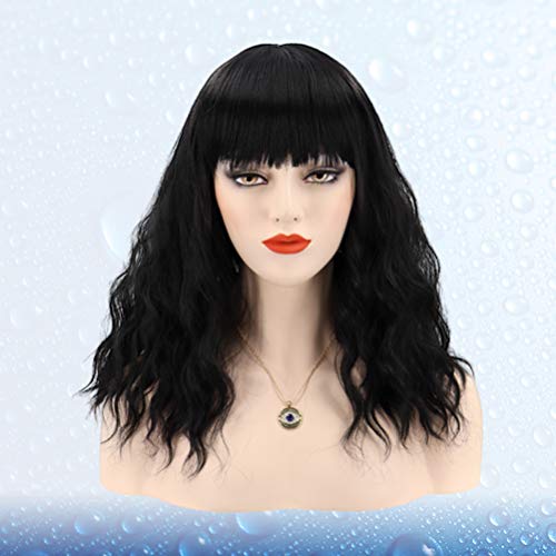 Lurrose Linda peruca de cabelo encaracolado de comprimento médio Acessórios para cabelo elegante Cap