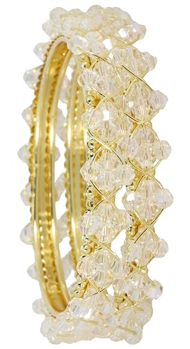 Image of NMII Stylish Pearls Beads Bangles Set For Women & Girls | Women's Bangles Bracelet | Metal Bangles Kada Set For Wedding, Party, Festival, Daily | Women's Fashion Jewellery- Set of 4