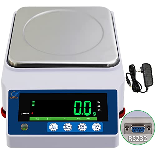 Image of Large Range Postal Scale 10kg x 0.1g Precision Lab Balance - Grain /Gram Scientific Scale Calibrated Industrial Laboratory Weighing and Counting Table Top