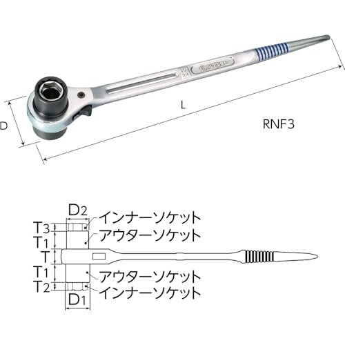 Clé à cliquet RNF3 4 tailles pour serrage rapide - 3