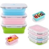 Kievano Tupper de silicona plegable 3 fiambreras reutilizables de 500 ml aptas para microondas lavavajillas y congelador caja de almuerzo sin BPA para uso diario en casa escuela u oficina (500ml)