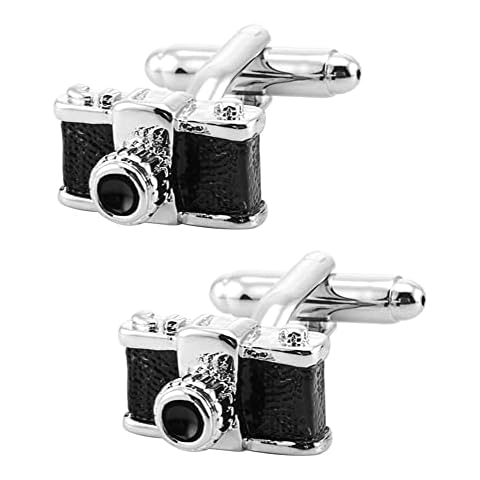 Jonwo Vintage Camera Cufflinks for Men in Gift Box French Cuff Shirt Photographer Black Cufflinks Business Wedding Anniversary Cover
