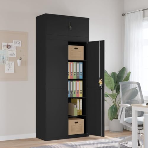 Genérico Armario archivador de Acero Negro 90x40x220 cm,Mobiliario,Armarios y Almacenamiento,Taquillas y armarios de almacenamiento-3188326
