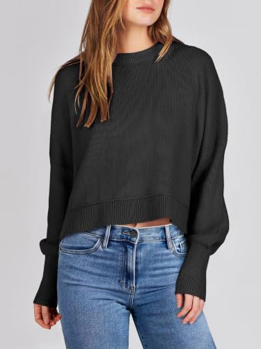 Image of ANRABESS Cropped Sweaters for Women Long Sleeve Oversized Fall Outfits