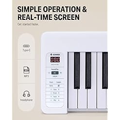 Donner DP-06 Piano à Clavier Pliable Pour Débutants, Clavier de Piano Portable 61 Touches, Clavier de Piano Électrique Numérique avec Bluetooth, Blanc - Les Beatles, Paul McCartney, John Lennon, RIngo Starr, George Harrison Donner DP-06 Piano à Clavier Pliable Pour Débutants, Clavier de Piano Portable 61 Touches, Clavier de Piano Électrique Numérique avec Bluetooth, Blanc – Image 5