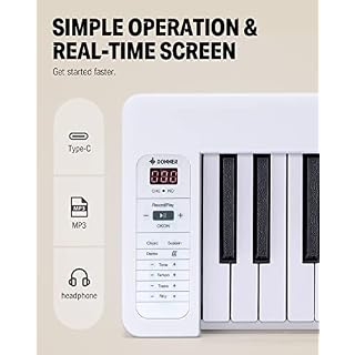 Donner DP-06 Piano à Clavier Pliable Pour Débutants, Clavier de Piano Portable 61 Touches, Clavier de Piano Électrique Numérique avec Bluetooth, Blanc - Les Beatles, Paul McCartney, John Lennon, RIngo Starr, George Harrison Donner DP-06 Piano à Clavier Pliable Pour Débutants, Clavier de Piano Portable 61 Touches, Clavier de Piano Électrique Numérique avec Bluetooth, Blanc – Image 5