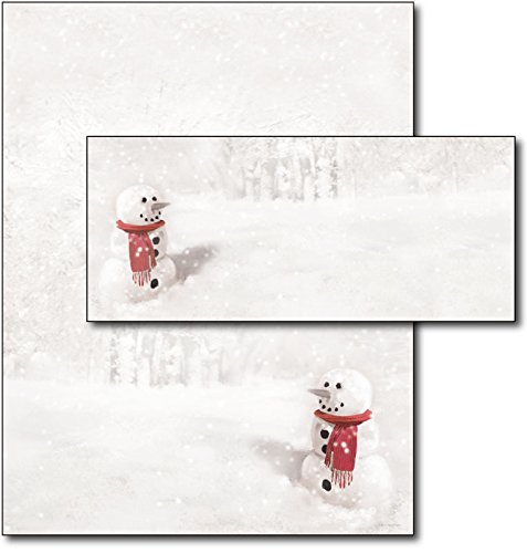 Snowman in Red Scarf Letterhead & Envelopes - 40 Sets