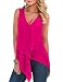 Flora Florida Womens Tanktop Deep V Chiffon Irregular Casual Flowy Tunic Tops
