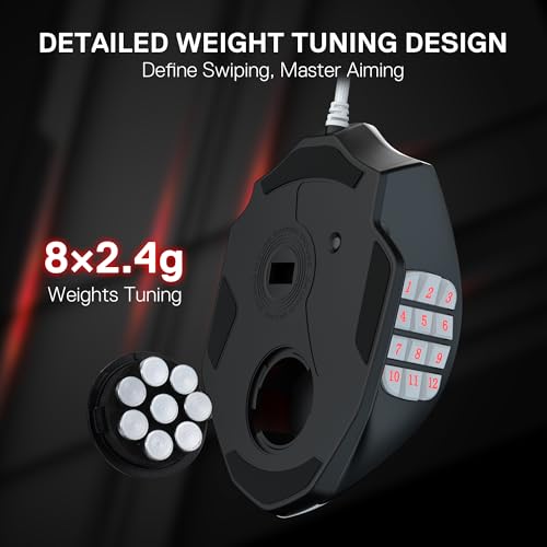 Image of Redragon M908 Impact RGB MMO Gaming Mouse, Optical Wired Ergonomic Mouse with Max 24,000 DPI, High Precision, 18 Programmable Macro Shortcuts, Comfort Grip, Black & White