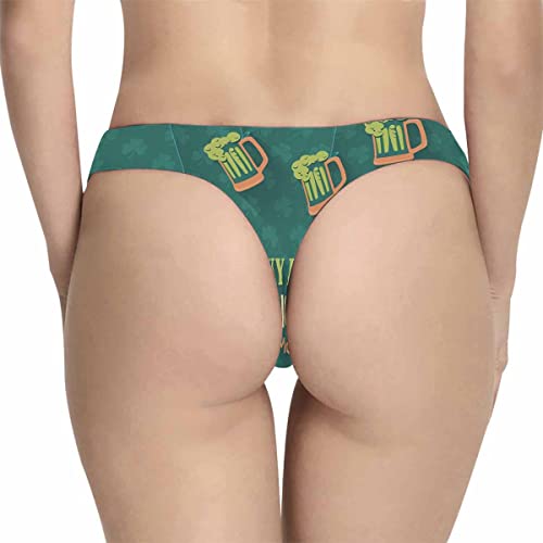 Interestprint Hanging Beer Icon Thongs For Women Low Rise Underwear Panties S #TOP1