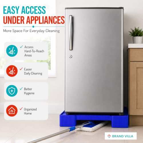 Image of BRAND VILLA Heavy Duty Washing Machine Stand for Top Load Washer & Single Door Refrigerator | Anti-Skid Plastic Base Stand | Easy to Assemble Durable Universal Appliance Stand (Blue)