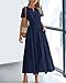 BTFBM Womens Summer 2025 Casual Midi Maxi Dresses Lightweight Short Sleeve V Neck Elastic Waist Boho Beach Dress Pockets(Navy, Large)