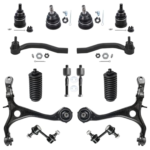 Image of Detroit Axle - 3.0L Front End Suspension Kit for 2003-2006 Honda Accord Lower Control Arms Inner & Outer Tie Rods Upper & Lower Ball Joints Sway Bar Links Boots 2004 2005 Replacement - 14pc Set
