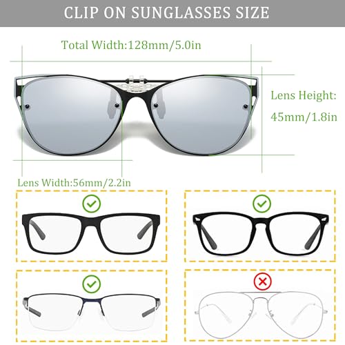 Polarized Clip on Flip up Sunglasses over Prescription Glasses Unisex UV400 Protection Lens 56x45 mm2