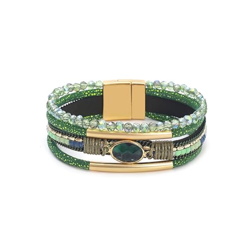 Bracelet bohème en cuir fait main MIFYNN avec perles de cristal élégantes