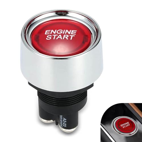 DYEKNEE 50A 12V Keyless One-Touch Start Switch, 3 Pin Engine Ignition Button Switch, Switch Push Button Horn Engine Start Starter Accessories, Universal for Cars Trucks (Red)