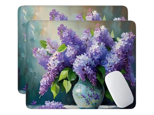 2 Pcs Alfombrilla Ratón Gaming - 32x26 cm Alfombrilla de Ratón Flores jarrones con Base Goma Antideslizante, Superficie Impermeable, Bordes Cosidos, Seguimiento Suave y Preciso Alfombrilla Raton u-444