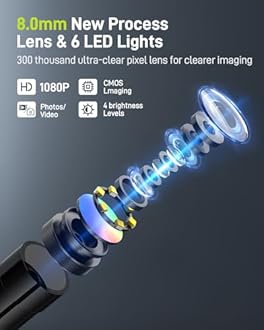 Borescope Inspection with Light, Industrial Endoscope Camera with 4.3” HD Screen, Waterproof Digital Snake Camera, Semi-Rigid Cable Bore Scope for Home Pipe, Engine, Inside Wall, Duct (11.5 FT)