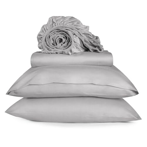URBANHUT 800 Thread Count Egyptian Cotton Sheets - California King Size, 4 Pc Bed Sheet Set, Luxury Hotel Sateen Sheets Fits 16" Deep Pocket - Silver Grey
