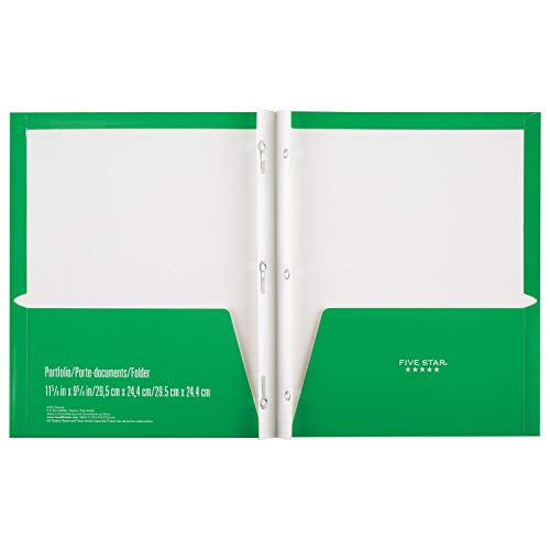 Five Star 2 Pocket Folders With Prong Fasteners, Folders With Pockets, Black, Red, Blue, Green, 4 Pack (38105) #TOP2