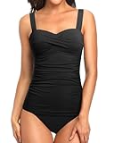 Model wearing Holipick Two Piece Underwire Tankini Swimsuit.