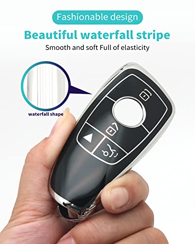 Haoyoumei Suitable For Mercedes Benz Keys.advanced Soft Tpu Key Cover Is Compatible With C E R S G S Cls Clk Glc Gle Gls Sl Slr Mclaren Amg Smart Remote Key (Type B Black Key Case + Key Chain Set) #TOP2