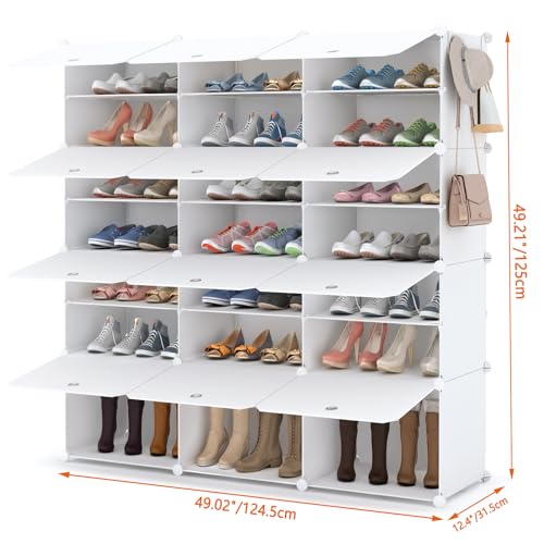 HOMIDEC Shoe Storage Cabinet, 48 Pairs Shoe Rack 3 by 8 Tier Space Saving Shoe Organizer for Closet Hallway Living Room Bedroom Garage - Thumbnail 3