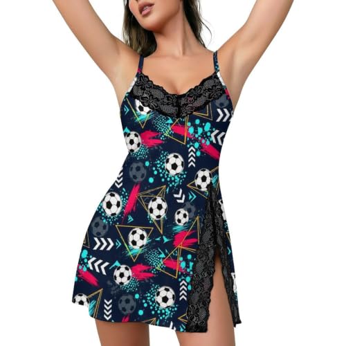 Supdreamc Women's Girl Comfy Soccer Lace Edge Nightgowns