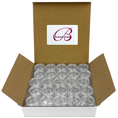 50 New Empty 5 Grams Acrylic Clear Round Jars - Bpa Free Containers For Cosmetic, Lotion, Cream, Makeup, Bead, Eye Shadow, Rhinestone, Samples, Pot, 5G/5Ml (Clear Lid (50 Jars) #TOP3
