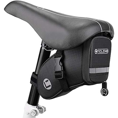 WOTOW Bike Saddle Bag, Bicycle Seat Bag Waterproof Cycling Accessories Wedge Pack with Reflective Strip, Bike Seat Tail Bag with Inner Pocket Taillight Hook Loop for Mountain Road Bike Night Riding Cover