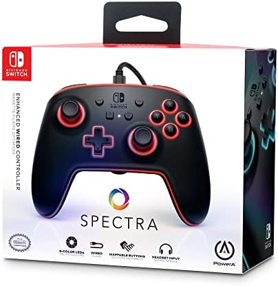 PowerA Spectra Enhanced Wired Controller for Nintendo Switch, Gamepad, Wired Video Game Controller, Gaming Controller, Officially Licensed, Light-Up Controller